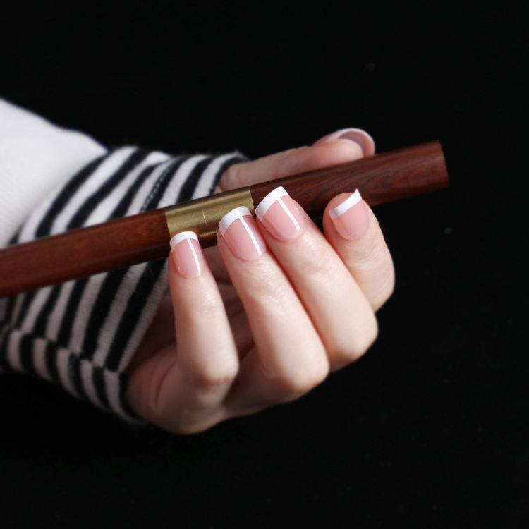 24pcs Pink Nude White French Fake Nails Short Square False Press on Nails Artificial Fingernails for Women