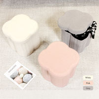 Bailey personnalisé fleurs en forme de poufs fausse fourrure de peluche gris fausse fourrure de peluche pliant stockage pouf dortoir salon