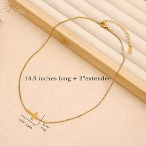 होवसाक उच्च फैशन सोने के गहने 18k सोने की प्लेटेड थोक स्टेनलेस स्टील मल्टीलेयर महिलाओं के लिए मुक्त क्रॉस हार - Product Image 6