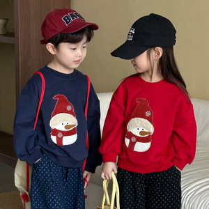 <span class=keywords><strong>Sweat</strong></span>-shirt en coton pour enfants, Noël, filles et garçons, automne, ample, épaules tombantes, manches longues, style coréen, motif de dessin animé, bébé - Product Image 4