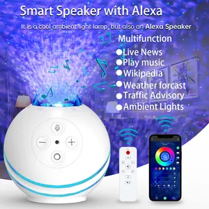 Veilleuse d'ambiance multifonction Smart Alexa à commande vocale Projecteur Galaxy Assistant vocal intelligent Haut-parleur avec Alexa