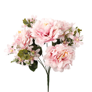<b>Artificial</b> <b>Peony</b> Flower Bouquet 7-Forked Lily High Simulation Plastic Silk Wedding Home Decor Photography Props - Product Image 5