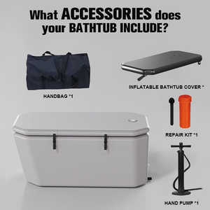 Baignoire de glace inclinée portable US, rectangulaire, en plastique gris, autoportante, gonflable, pour adultes, récupération sportive - Product Image 6