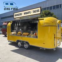 Remolque de Comida Retro ONLYWE en Venta, Remolque de Comida para Hamburguesas, Tacos y Wraps de Pollo con Parrilla y Freidora para Comida Callejera