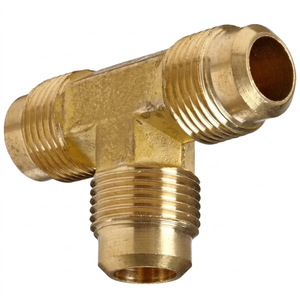 Conector en T de latón forjado de reducción de abocardado, liso, igual, OEM/ODM, en pulgadas (AOL168), para baja presión, fabricante de accesorios de abocardado SAE - Product Image 1