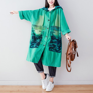 Vente en gros 2026 Automne Nouvelle Veste coupe-vent à <span class=keywords><strong>capuche</strong></span> <span class=keywords><strong>grande</strong></span> <span class=keywords><strong>taille</strong></span> effet vieilli personnalisée à manches chauve-souris pour femme - Product Image 5