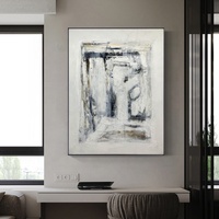 Peinture à l'huile sur toile peinte à la main, design paysager moderne noir et blanc, art mural, décoration de salon, JZ Arts Original