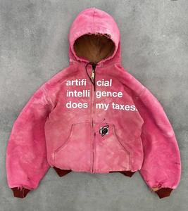 Logo kustom boxy fit berkerudung berat vintage 100% katun wax dicelup merah muda asam cuci jaket pudar bekerja bebek jaket kanvas pria - Product Image 1