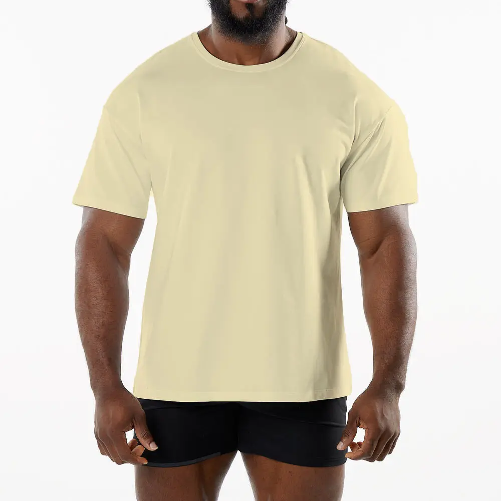 Maglietta sportiva traspirante girocollo nuovo arrivo 95% cotone 5% materiale Spandex maglietta da palestra ad asciugatura rapida per uomo