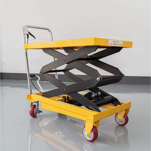 Hydraulic <b>Platform</b> Truck 500Kg Capacity Scissor Lift Table Truck Manual Lifting <b>Trolley</b> For Warehouse Manufacturing Plant - Product Image 1