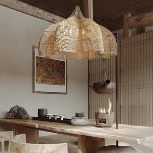 Thanh lịch handmade tự nhiên mây tre đèn Chùm & Mặt dây đèn chụp đèn cho phòng khách trang trí nội thất bán buôn Đèn bóng râm Bìa - Product Image 4