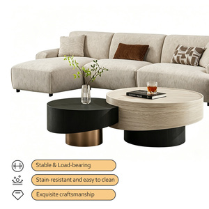 Modern Minimalist Wooden Panel Coffee <strong>Table</strong> Set Large Small Circle <strong>Nesting</strong> Living Room High-end Latest Designer Center <strong>Table</strong> - Product Image 2