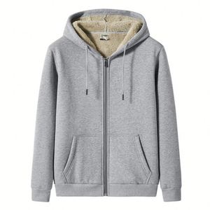 Sudadera con capucha de invierno para hombre, gruesa, de forro polar, con cierre y diseño personalizado, con logotipo personalizado. - Product Image 2