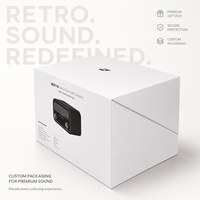 Boîte rigide à deux pièces avec logo en relief et impression personnalisée de motif musical pour haut-parleur Bluetooth, cadeau électronique haut de gamme