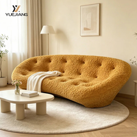 Canapé Ploum de style designer, trois places, inclinable, rembourré, avec coque en éponge, canapé minimaliste incurvé en tissu, moderne
