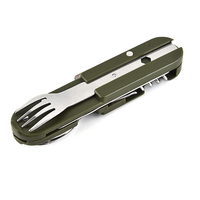 Vaisselle Portable pour le camping en plein air, ensemble de trois pièces en acier inoxydable, couteau pliant, fourchette cuillère, pique-nique