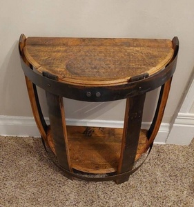 Mesa auxiliar de barril de bourbon semicircular con logo grabado, <span class=keywords><strong>barriles</strong></span> de whisky en venta, dispensador de vino - Product Image 1