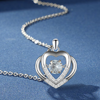 Saint-Valentin et fête des mères 925 collier de collier en mouvement de coeur plaqué argent pour les femmes