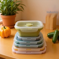 Boîte isotherme de camping d'extérieur très populaire, en silicone alimentaire, rectangulaire, pliable, pour le déjeuner, boîte de conservation hermétique