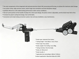 Juego de Frenos de Disco Hidráulicos de Alto Rendimiento Ferei V4 de 4 Pistones, Manillar de 2 Dedos, Calibre de Aluminio Forjado, Disco de 180-220 mm, <span class=keywords><strong>Bicicleta</strong></span> de Montaña - Product Image 6