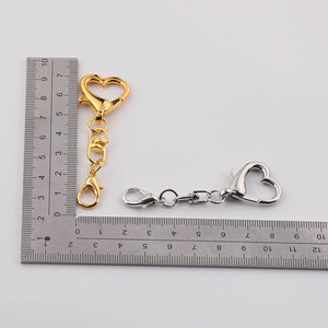 Cadena con hebilla metálica en forma de corazón, accesorios para bolsos DIY, gancho conector de aleación de zinc plateado para joyería artesanal hecha a mano - Product Image 4