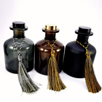 Bouteille en verre noir ronde vide de 100 ml, 150 ml, 200 ml pour diffuseur de parfum à bâtonnets d'aromathérapie avec bouchon