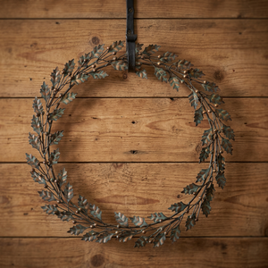 Rustic Metal Oak Leaf <b>Wreath</b> Handmade Decorative Floral Round Unlit Wall Hanging - Product Image 6
