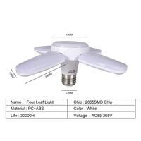 Ampoule LED Déformation Lampe LED pliante E27 Vis à quatre feuilles 4 + 1 lampe à feuilles 28W Ventilateur Lame Timing Lampe Ampoule Garage Lumière