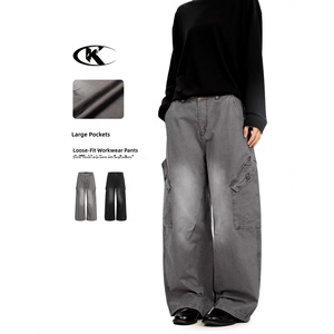 <span class=keywords><strong>Pantaloni</strong></span> Larghi Casual da <span class=keywords><strong>Uomo</strong></span> YOFA in 100% Cotone Vintage con <span class=keywords><strong>Tasche</strong></span> Cargo, Lavaggio Effetto Usurato, Stile Baggy, OEM ODM - Product Image 1