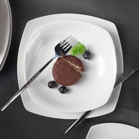 Set d'assiettes blanches pour cuisine, grès cérame design personnalisé turc, assiettes carrées en céramique pour restaurant et hôtel