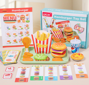 Juguete de Cocina de Madera para Juego de Roles con Hamburguesas, Pollo Frito y Papas Fritas para Educación Temprana - Product Image 4