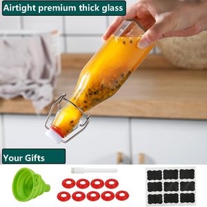 Bottiglie di vetro da 250 <span class=keywords><strong>ml</strong></span> (8 oz) con tappo a chiusura ermetica per birra fatta in casa, kombucha, kefir, estratto di vaniglia, olio, aceto - Product Image 1