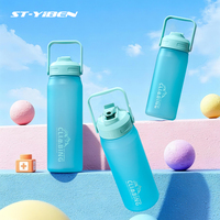 Bouteille d'eau portable Yiben grande capacité en plastique avec paille et poignée pour le sport et les activités de plein air