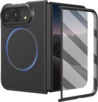 Coques Duo pour iPhone en silicone liquide véritable avec anneau magnétique, étui pliable avec protection intégrale de l'appareil photo, étanche et antichoc, estampage à chaud