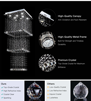 Lampe pendante d'intérieur en cristal Lampe moderne en cristal Décoration suspendue pour hôtel et villa Lampe pendante en cristal Finition chromée