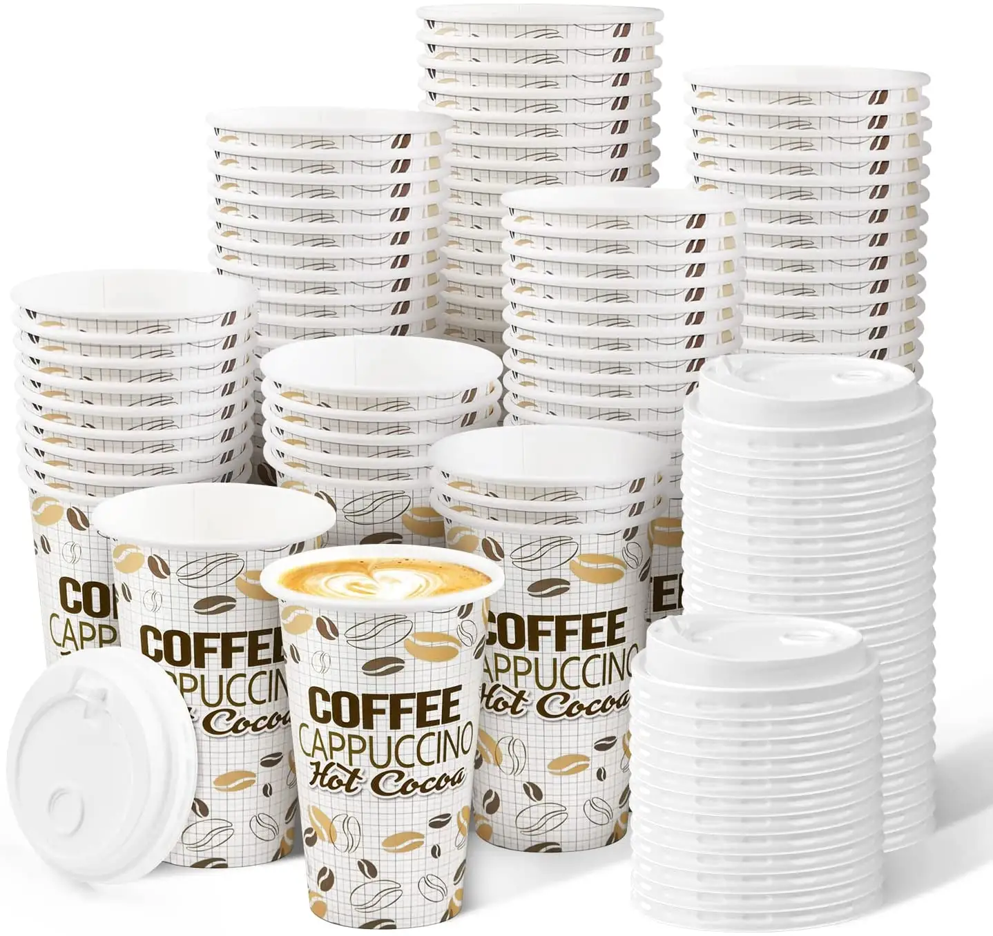 12/16 oz Customized Logo Eco-friendly Tea Paper Cup Wholesale Disposable Coffee Paper Cups with Lid