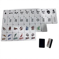 Juego de Mahjong Americano Oscuro con Fichas de Huesos de Calavera, Cuchillo, Revólver, Vientos y Payasos Malvados, Acrílico, 166 Piezas
