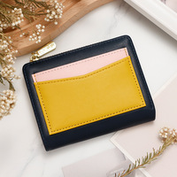 Dompet Wanita Kulit PU Dompet Pendek Resleting Dengan 7 Slot Kartu Kantong Resleting Koin Jendela Foto Kompartemen Uang Tunai