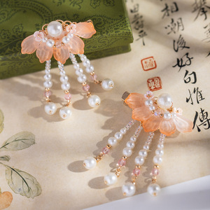 New Year children's tassel hair <b>clips</b>, Chinese style hair <b>clips</b>, girls' Hanfu side <b>clips</b>, princess <b>bow</b> <b>clips</b>, ancient costume - Product Image 4