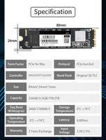Carte mémoire interne de 2 to SSD PCIe 4.0 NVMe Gen 3 pour MacBook Air, Pro, Mini