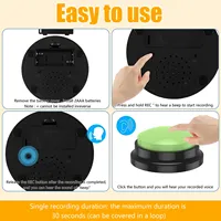 Botones de entrenamiento para perros de lujo de 6 colores con grabación de voz, reproducción de grabación de 30 segundos, zumbador de plástico para mascotas para comunicación en la cocina