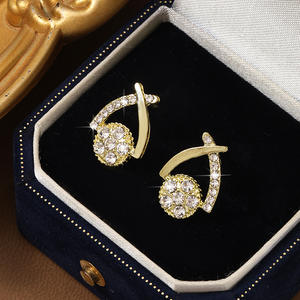 Pendientes de Botón en Forma de Cruz con Pequeñas Gotas de Agua, Elegantes Pendientes de Aleación para Regalo - Product Image 1