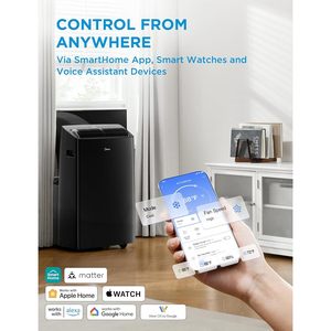 เครื่องปรับอากาศแบบพกพา Midea 12000 บีทียู อินเวอร์เตอร์ ระบบทำความเย็นเงียบพิเศษ ครอบคลุมพื้นที่สูงสุด 450 ตร.ฟุต สีดำ - Product Image 5