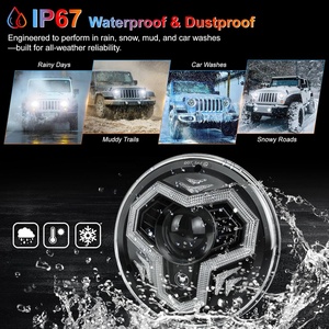 Kit de Faros Delanteros OVOVS de 7 Pulgadas con Halo Multicolor, Luz Alta/Baja e Intermitentes para Jeep Wrangler JK TJ LJ CJ <span class=keywords><strong>Chevy</strong></span> Hummer - Product Image 5