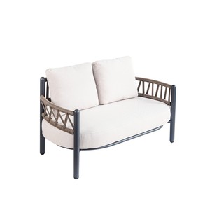 Modern Aluminum Two Seat Thick Cushions Braided Rope <b>U</b>-Shaped Back Eco-Friendly Garden Sofa - Product Image 2
