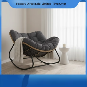 Fauteuil <span class=keywords><strong>à</strong></span> <span class=keywords><strong>bascule</strong></span> moderne en rotin, confortable, en tissu, pour adultes, chambre, appartement, intérieur, extérieur, balcon, villa - Product Image 4