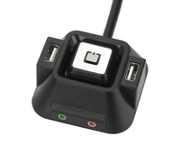 Interruptor de encendido/apagado multifunción para ordenador, concentrador USB con ranura de audio y luz LED