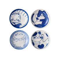 Assiettes rondes jetables en céramique à motif de chat créatif et mignon pour sauces et vinaigres – Idéales pour la rentrée scolaire et la maison