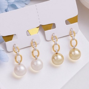 WENCHI DIY Luxury Women's Silver S925 Drop Earrings Model 10879 Accessories with 10-13 Empty Earnail Supports Light Pearl China - Product Image 3
