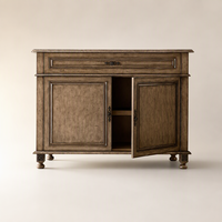Buffet de luxe en bois massif, chêne antique, 2 portes, avec grand tiroir, pour salle à manger d'hôtel, mobilier de maison